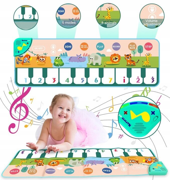 Muzikinis kilimėlis vaikams Kidino, 110x36 cm kaina ir informacija | Lavinamieji žaislai | pigu.lt