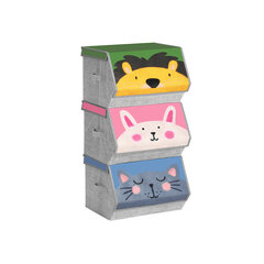 Набор из 3 детских тканевых коробок с крышками цена и информация | Тумба с ящиками Versa | pigu.lt
