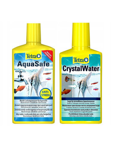 Priemonė akvariumo vandeniui Tetra AquaSafe + CrystalWater, 500 ml + 250 ml, 2 vnt цена и информация | Akvariumai ir jų įranga | pigu.lt