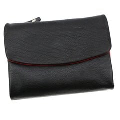 Minkštos natūralios odos moteriška piniginė Genuine Leather 821BLK-RED-AN kaina ir informacija | Piniginės, kortelių dėklai moterims | pigu.lt