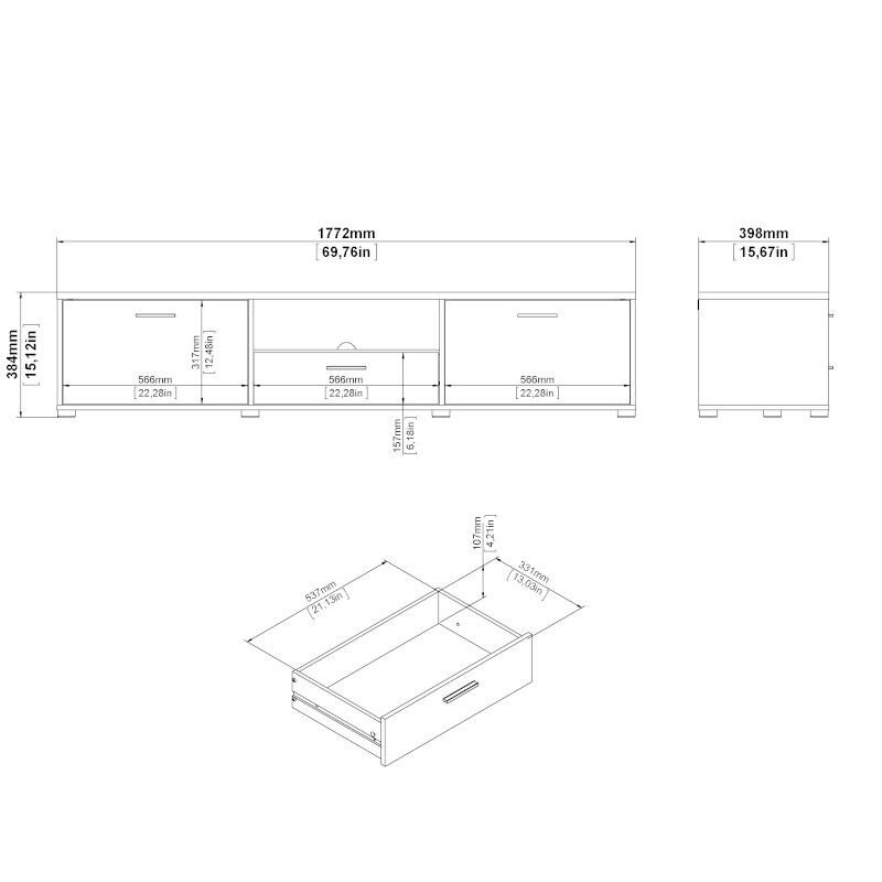 TV staliukas Aatrium Media, 177,2x39x38 cm, baltas цена и информация | TV staliukai | pigu.lt