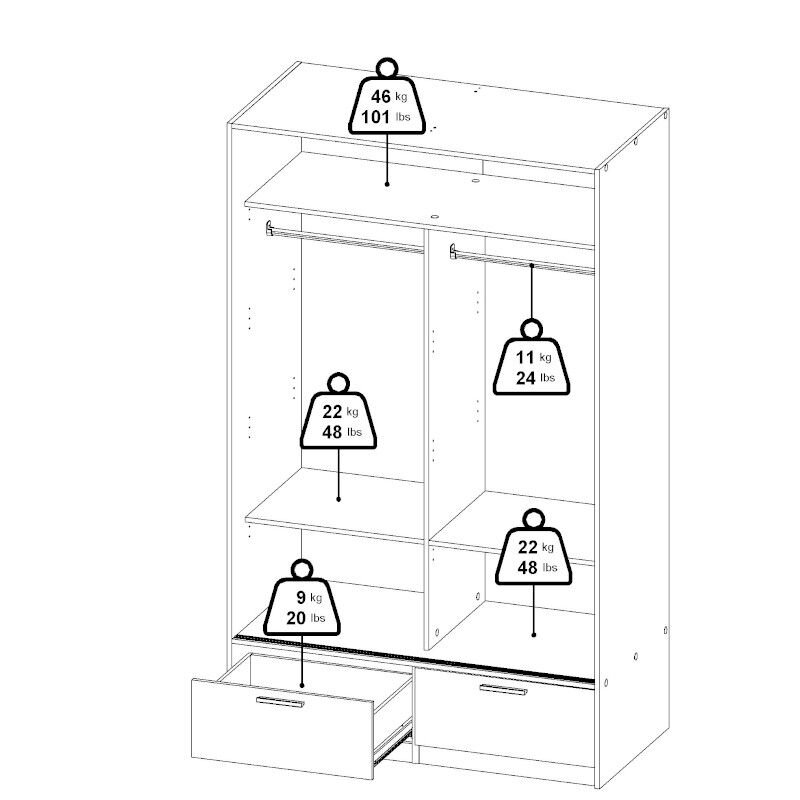 Spinta Aatrium Line, 121x60x200 cm, balta kaina ir informacija | Spintos | pigu.lt