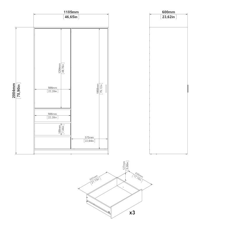 Spinta Aatrium Naia, 118x60x200 cm, ruda kaina ir informacija | Spintos | pigu.lt