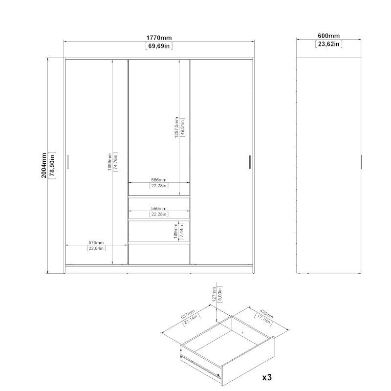 Spinta Aatrium Naia, 177x60x200 cm, balta kaina ir informacija | Spintos | pigu.lt