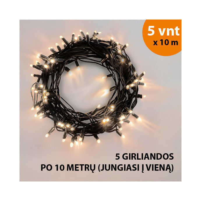 Lauko ir vidaus girlianda (LED lemputės) 50 m PROLED juoda цена и информация | Girliandos | pigu.lt