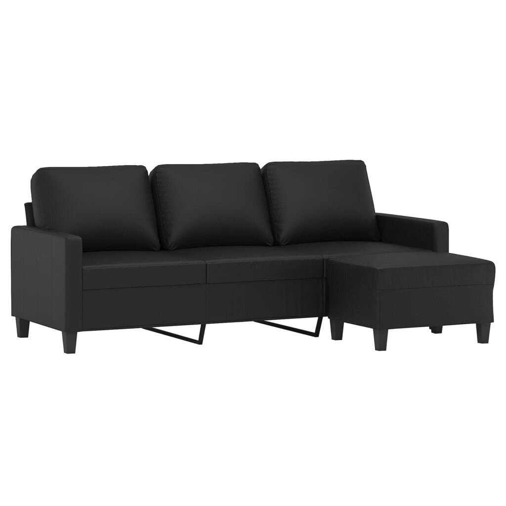 Trivietė sofa vidaXL, juoda kaina ir informacija | Sofos | pigu.lt