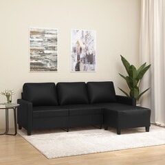 Trivietė sofa vidaXL, juoda kaina ir informacija | Sofos | pigu.lt