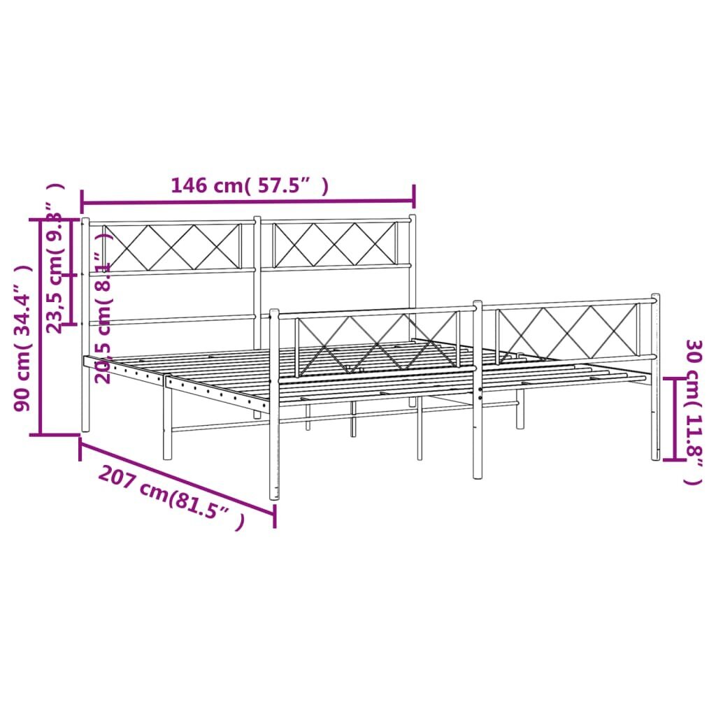 Lovos rėmas vidaXL, 140x200 cm, juodas kaina ir informacija | Lovos | pigu.lt