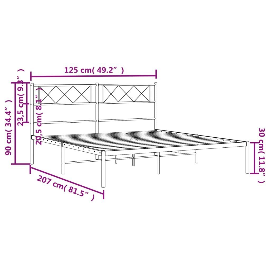 Lovos rėmas vidaXL, 120x200 cm, baltas kaina ir informacija | Lovos | pigu.lt