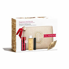 Veido priežiūros dovanų rinkinys Clarins Total Eye Lift Gift Set moterims: paakių kremas Total Eye Lift, 15 ml + makiažo valymo aliejus Total Clean sing Oil, 50 ml + blakstienų tušas Supra Lift & Curl, 3 ml + kosmetinė kaina ir informacija | Veido kremai | pigu.lt