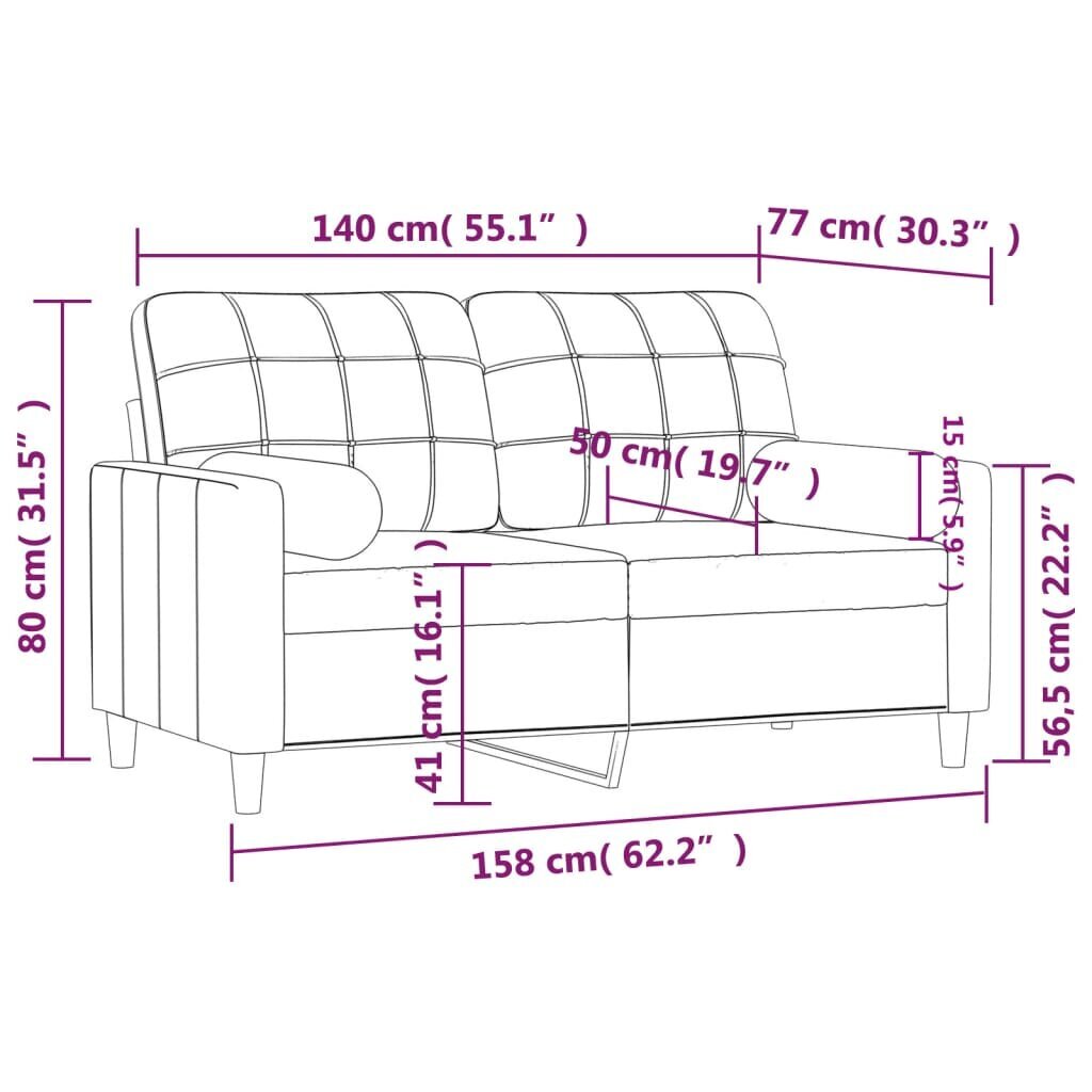 Sofa vidaXL, raudona цена и информация | Sofos | pigu.lt