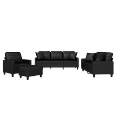 4 dalių sofos komplektas vidaXL, juodas цена и информация | Диваны | pigu.lt