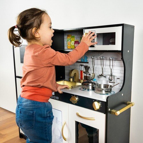 Vaikiška medinė virtuvė Kruzzel su priedais kaina ir informacija | Žaislai mergaitėms | pigu.lt