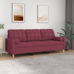 Trivietė sofa vidaXL, raudona цена и информация | Диваны | pigu.lt