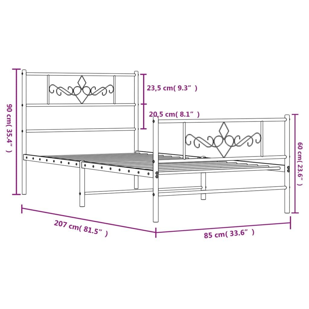 Lovos rėmas vidaXL, 80x200 cm, baltas kaina ir informacija | Lovos | pigu.lt