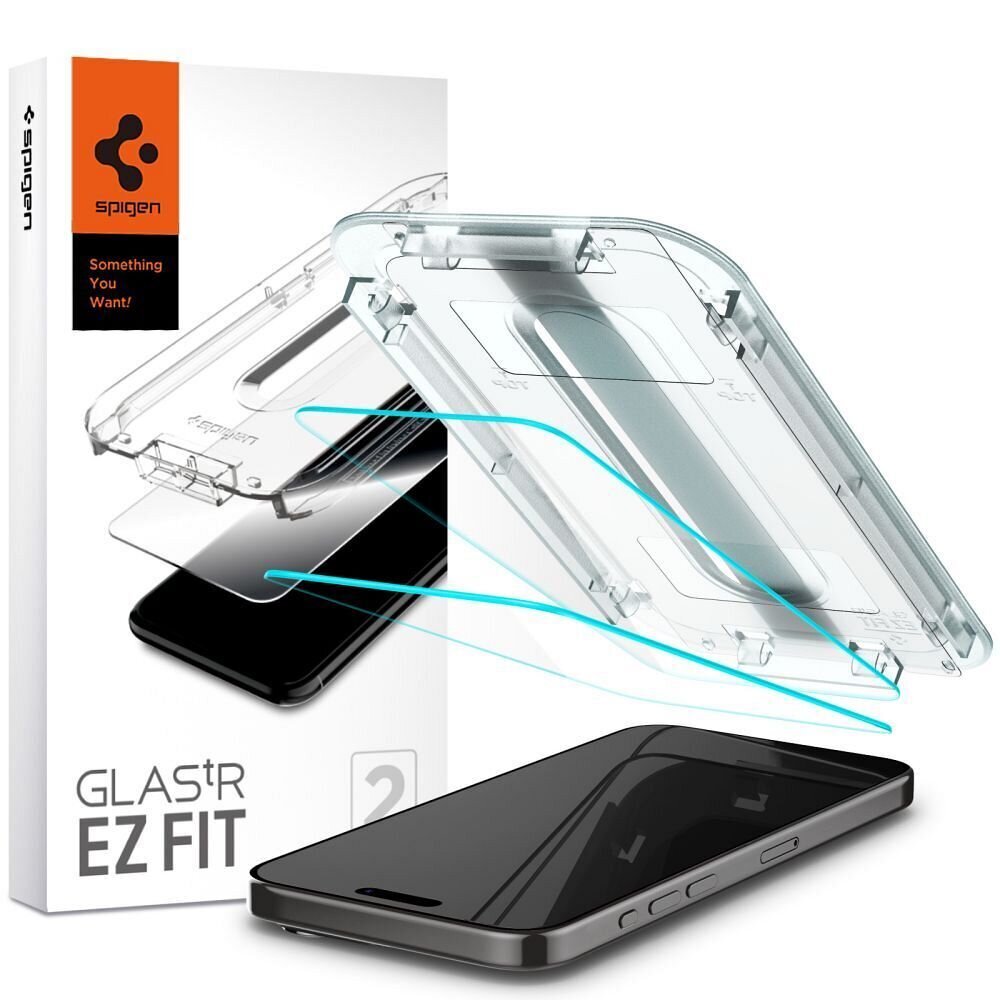 Spigen Glas.TR EZ Fit Iphone 15 Pro Max цена и информация | Apsauginės plėvelės telefonams | pigu.lt