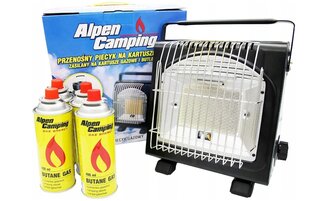 Путешествие печь обогреватель и плита с горелками + 4 газовых баллона Alpen Camping цена и информация | Газовые горелки, баллоны | pigu.lt