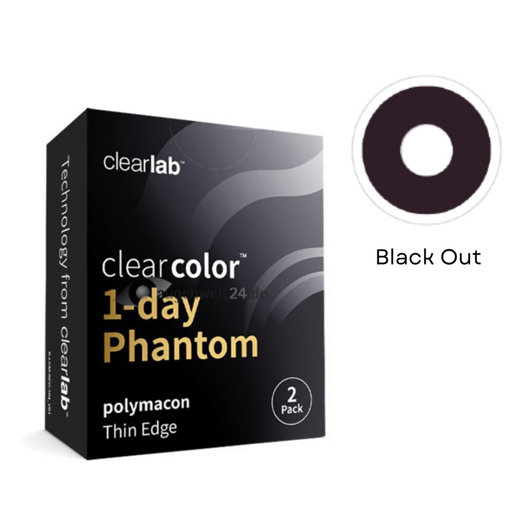 Spalvoti kontaktiniai lęšiai Clearcolor Phantom 1Day Black Out FN101N, juodas, 2 vnt. цена и информация | Kontaktiniai lęšiai | pigu.lt