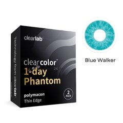 Spalvoti kontaktiniai lęšiai Clearcolor Phantom 1Day Blue Walker FN105N, mėlyna, 2 vnt. kaina ir informacija | Kontaktiniai lęšiai | pigu.lt