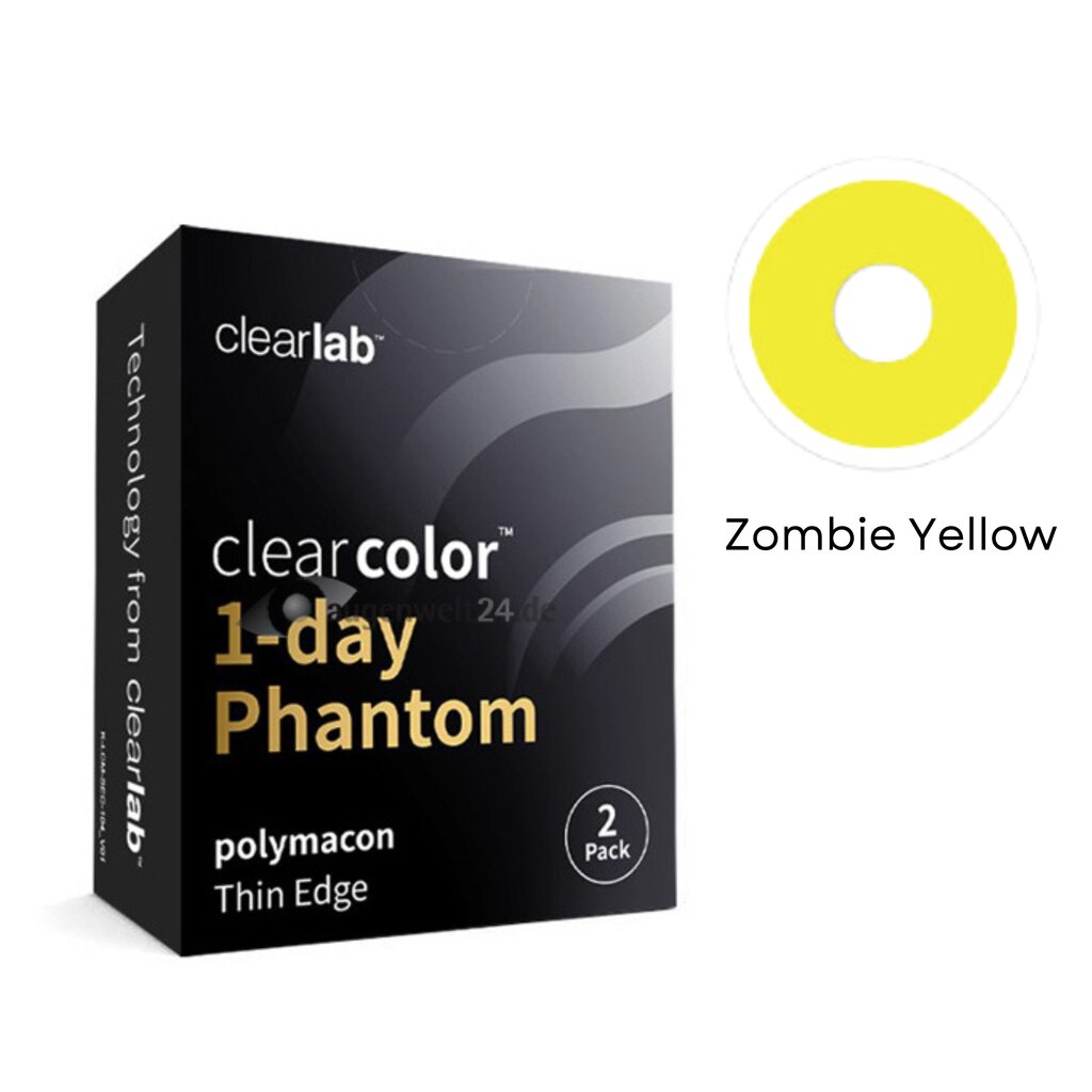 Spalvoti kontaktiniai lęšiai Clearcolor Phantom 1Day Zombie Yellow FN106N, geltonos, 2 vnt. kaina ir informacija | Kontaktiniai lęšiai | pigu.lt