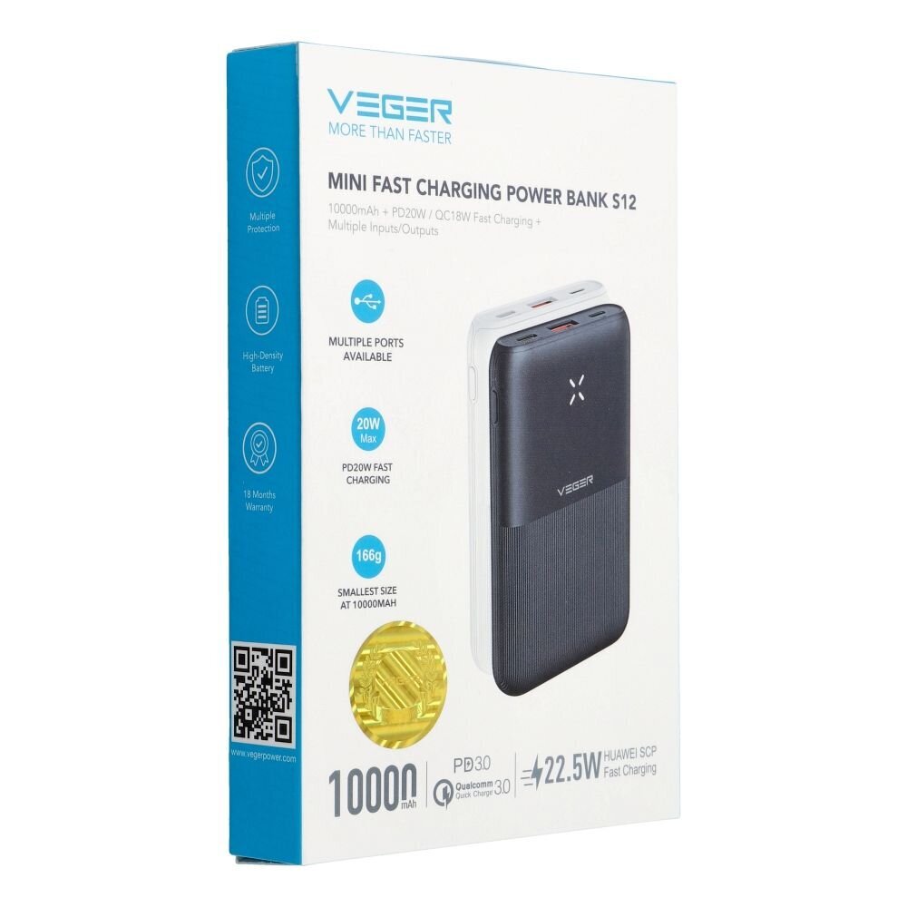 Veger S12 10000mAh цена и информация | Atsarginiai maitinimo šaltiniai (power bank) | pigu.lt