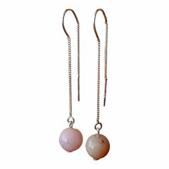 Серебряные серьги-цепочки с полудрагоценным камнем Rosa Opal I.L.U.S цена и информация | Серьги | pigu.lt