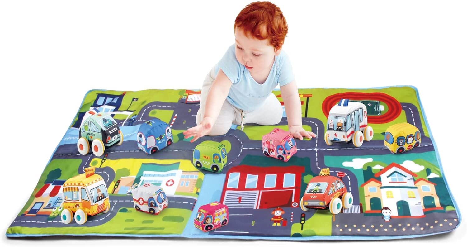 Kilimėlis su minkštais automobiliais kaina ir informacija | Žaislai kūdikiams | pigu.lt