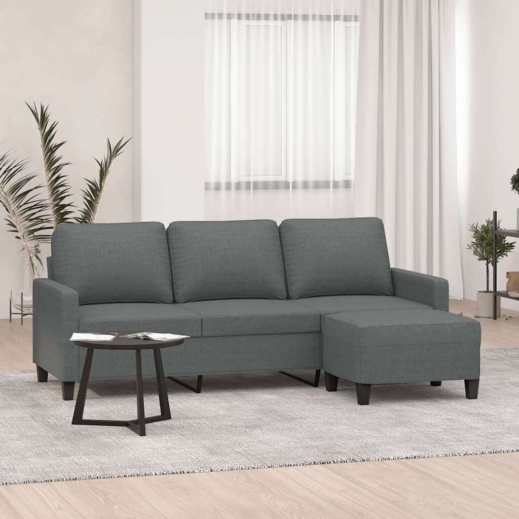 Trivietė sofa vidaXL, pilka kaina ir informacija | Sofos | pigu.lt