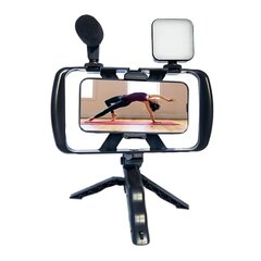 Держатель для штатива для селфи со светодиодной подсветкой и микрофоном TL-49T черный цена и информация | Моноподы для селфи («Selfie sticks») | pigu.lt
