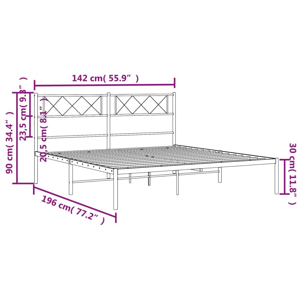 Lovos rėmas vidaXL, 135x190 cm, baltas kaina ir informacija | Lovos | pigu.lt