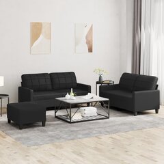 3 dalių sofos komplektas vidaXL, juodas цена и информация | Диваны | pigu.lt