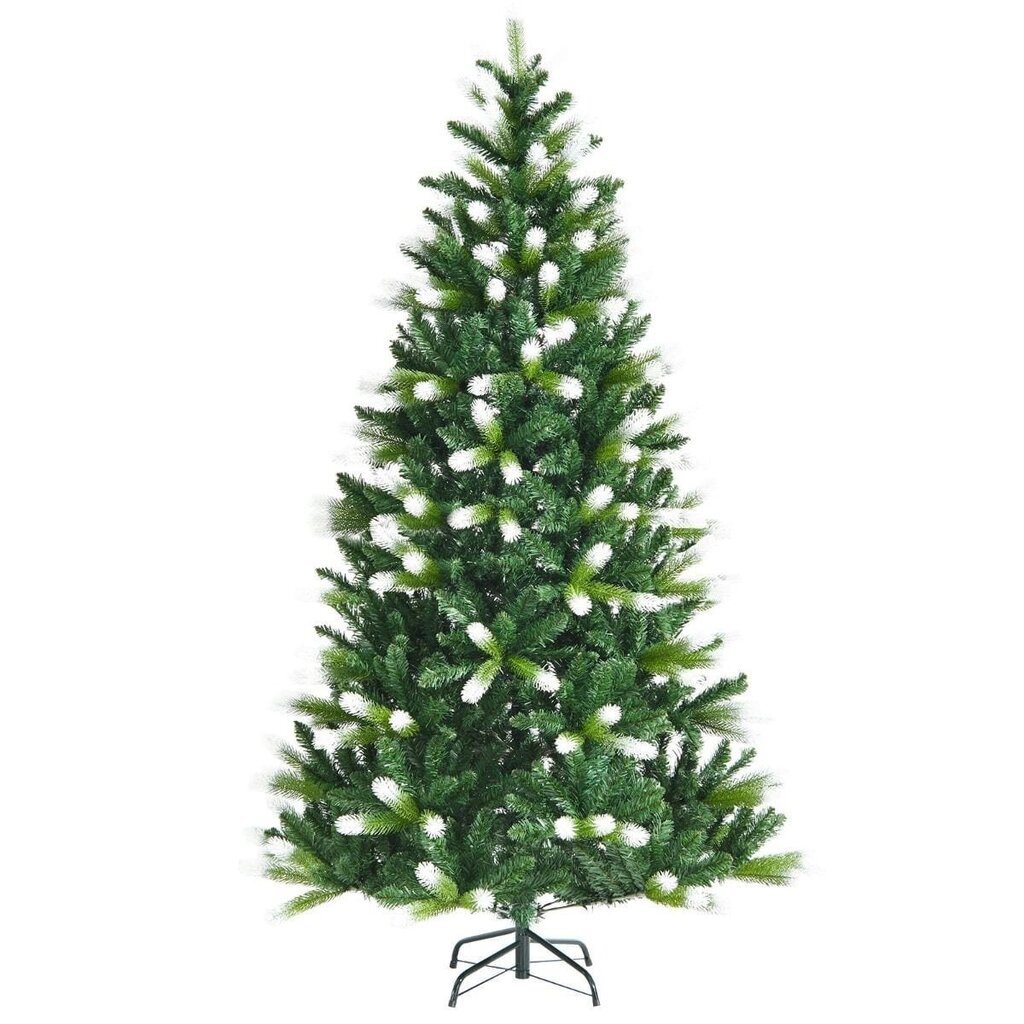 Зеленая елка с белыми верхушками ветвей и металлическим основанием, 180 см. цена | pigu.lt