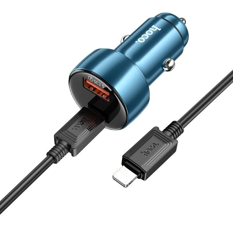 Automobilinis įkroviklis Hoco USB QC 3.0 + Type C + cable Type C 48W kaina ir informacija | Automobilių 12V el. priedai | pigu.lt