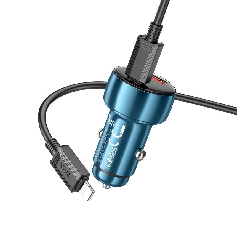 Automobilinis įkroviklis Hoco USB QC 3.0 + Type C + cable Type C 48W kaina ir informacija | Automobilių 12V el. priedai | pigu.lt