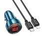 Automobilinis įkroviklis Hoco USB QC 3.0 + Type C + cable Type C 48W kaina ir informacija | Automobilių 12V el. priedai | pigu.lt