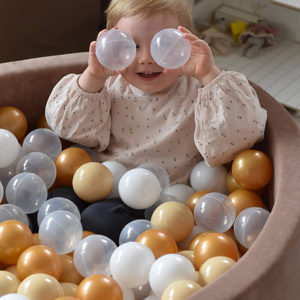 Apvalus baseinas su kamuolukais MeowBaby, 200 kamuoliukų, rudas kaina ir informacija | Žaislai kūdikiams | pigu.lt