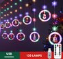 Kalėdinės lemputės su 10 apskritimų ir kalėdinėmis dekoracijomis apskritimuose, 3m, 120 LED, LIVMAN XY-006 kaina ir informacija | Girliandos | pigu.lt