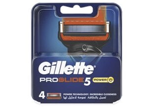 Сменные кассеты Gillette Fusion Proglide Power, 4 шт цена и информация | Косметика и средства для бритья | pigu.lt