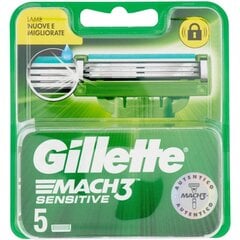 Skutimosi galvutės Gillette Mach3 Sensitive, 5 vnt. kaina ir informacija | Skutimosi priemonės ir kosmetika | pigu.lt