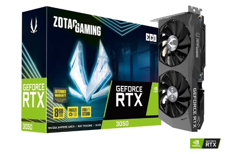 Zotac Gaming GeForce RTX 3050 Eco (ZT-A30500K-10M) цена и информация | Vaizdo plokštės (GPU) | pigu.lt