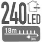 Kalėdinė girlianda, 240 LED, 18 m kaina ir informacija | Girliandos | pigu.lt