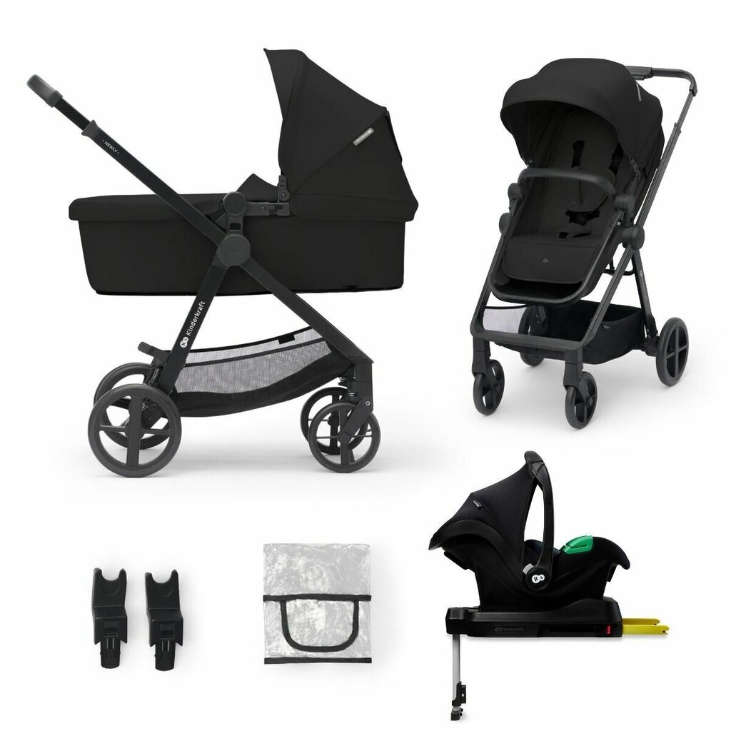 Universalus vežimėlis Kinderkraft Newly 4in1 Mink Pro, black kaina ir informacija | Vežimėliai | pigu.lt