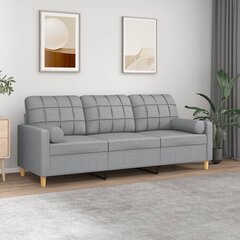 Trivietė sofa vidaXL, pilka kaina ir informacija | Sofos | pigu.lt