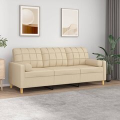 Trivietė sofa vidaXL, smėlio spalvos kaina ir informacija | Sofos | pigu.lt