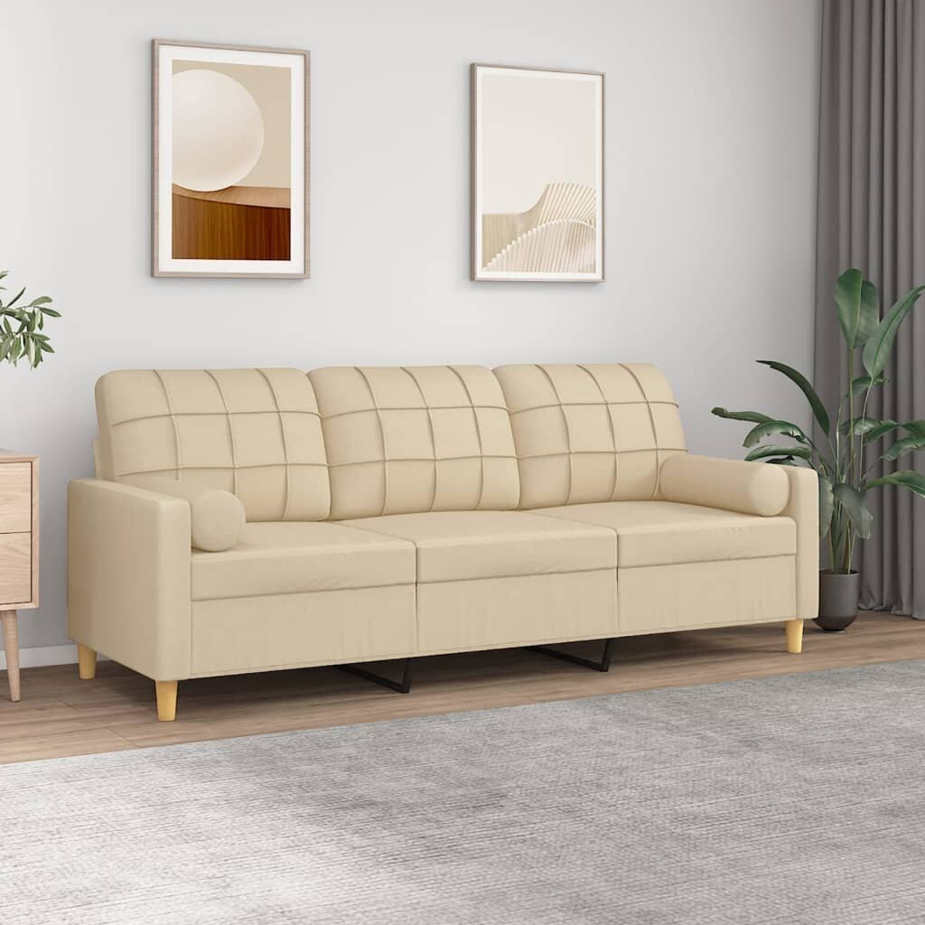 Trivietė sofa vidaXL, smėlio spalvos kaina ir informacija | Sofos | pigu.lt