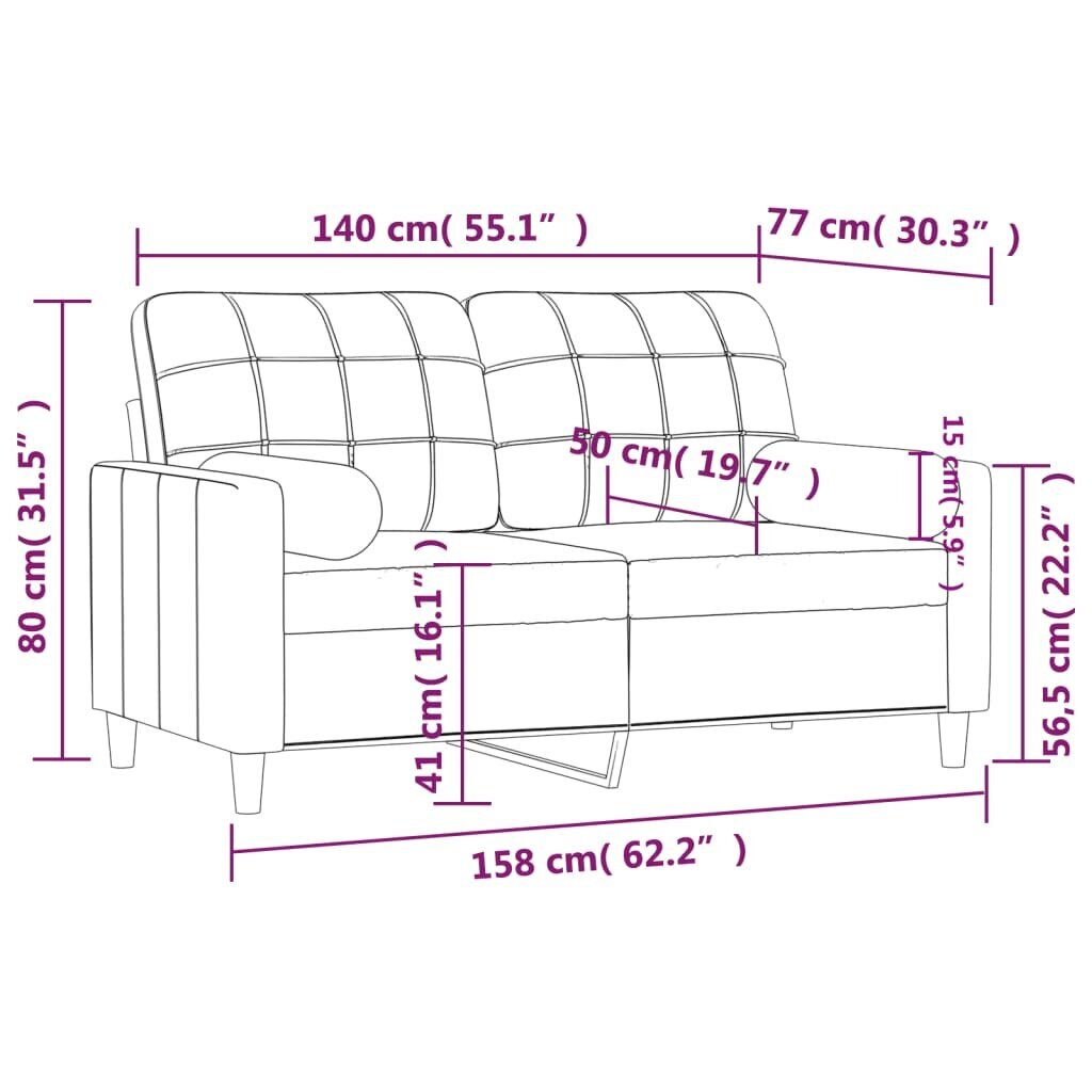 Sofa vidaXL, juoda kaina ir informacija | Sofos | pigu.lt