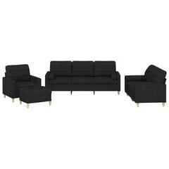 4 dalių sofos komplektas vidaXL, juodas kaina ir informacija | Sofos | pigu.lt