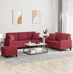 3 dalių sofos komplektas vidaXL, raudonas цена и информация | Диваны | pigu.lt