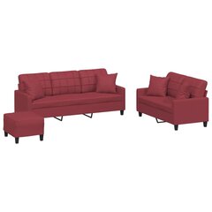 3 dalių sofos komplektas vidaXL, raudonas цена и информация | Диваны | pigu.lt