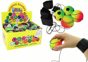 Мяч на резинке с браслетом 6 см, 4 вида цена и информация | Развивающие игрушки | pigu.lt